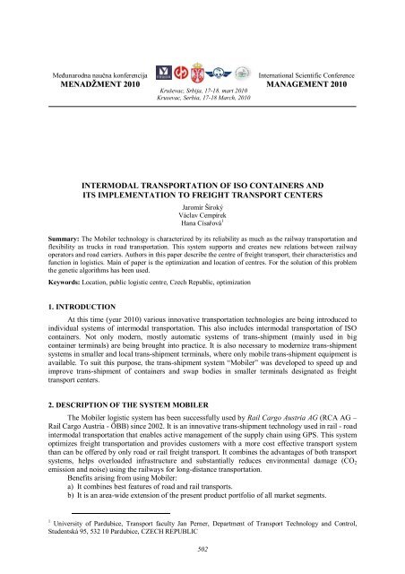 intermodal transportation of iso containers and its implementation to ...