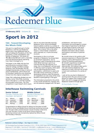Sport in 2012 - Redeemer Lutheran College