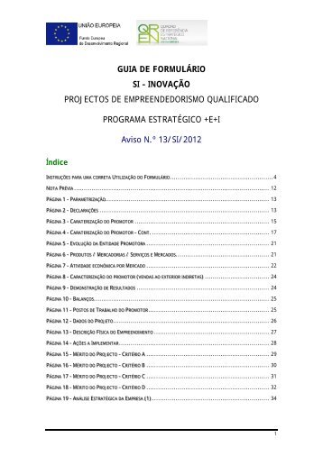 Guia de Preenchimento do Formulário - Compete - QREN