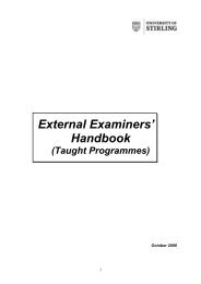 External Examiners - Quality Assurance - University of Stirling