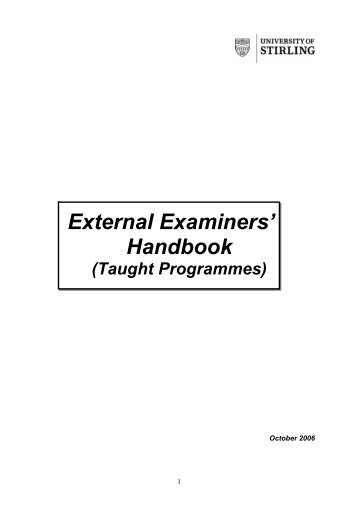 External Examiners - Quality Assurance - University of Stirling