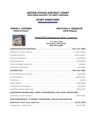 united states district court staff directory - Southern District of West ...