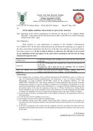 Call Letter for the Post of T-6 (Subject Matter Spec. Horticulture