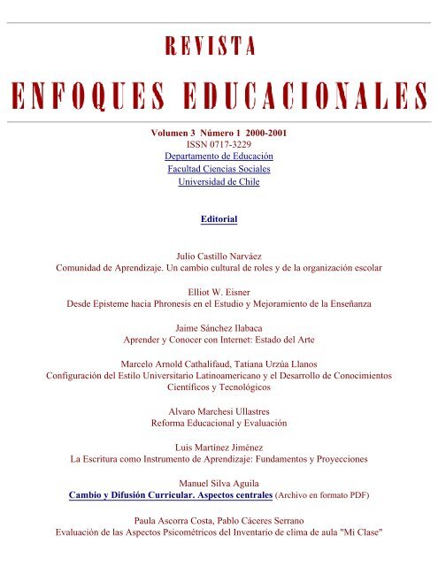 Enfoques Educacionales 3(1) 2000-2001 - Facultad de Ciencias ...