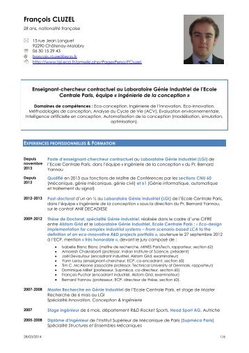 FranÃ§ois CLUZEL - Laboratoire GÃ©nie Industriel - Ecole Centrale Paris