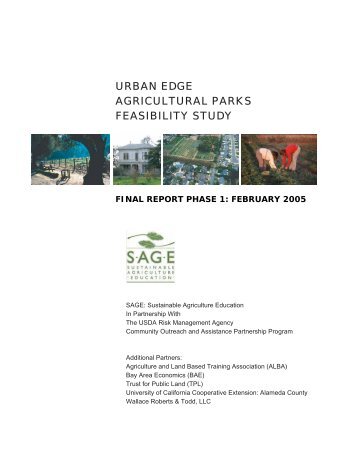 URBAN EDGE AGRICULTURAL PARKS FEASIBILITY STUDY - SAGE