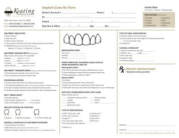 Implant Case Rx Form - Keating Dental Lab