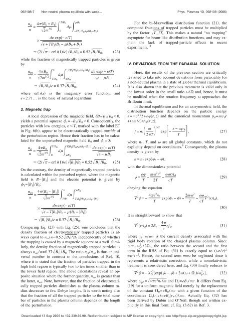 Non-neutral plasma equilibria with weak axisymmetric magnetic ...