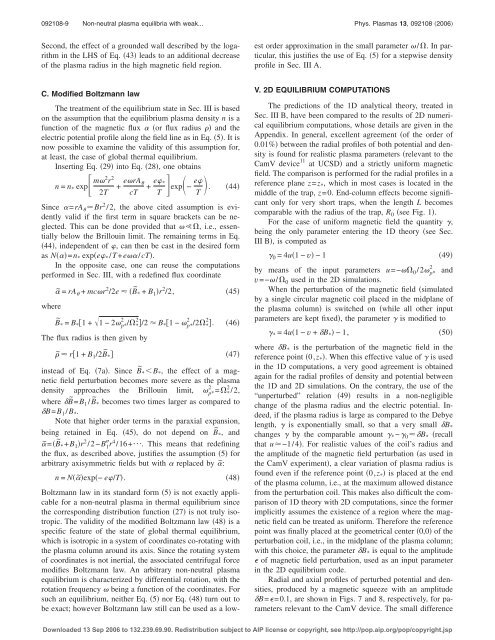 Non-neutral plasma equilibria with weak axisymmetric magnetic ...