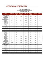 NUTRITIONAL INFORMATION - Flat Top Grill