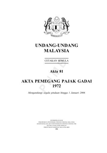 Akta Pemegang Pajak Gadai 1972