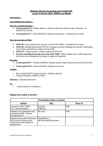 Compte-rendu du 13 fÃ©vrier 2012 - CoTITA