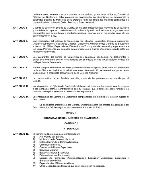 Ley Constitutiva del EjÃƒÂ©rcito de Guatemala - Ministerio de la ...