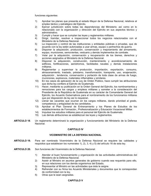 Ley Constitutiva del EjÃƒÂ©rcito de Guatemala - Ministerio de la ...