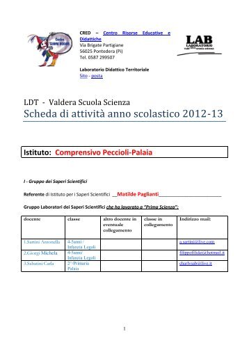 Scheda di attivitÃ  anno scolastico 2012-13 - Naturalmente