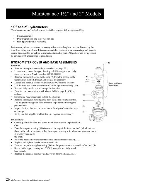 Hydrometers Operation and Maintenance Manual - Baseline Systems