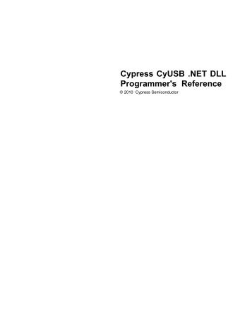 Cypress CyUSB .NET DLL Programmer's Reference - COSMIAC