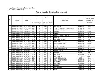 Anunt colectiv decizii calcul accesorii - ITM Satu Mare