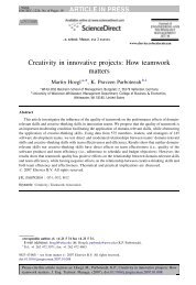 Creativity in innovative projects: How teamwork matters