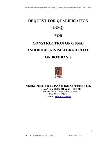 RFQ - Madhya Pradesh Road Development Corporation Limited