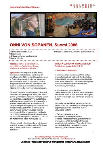 ONNI VON SOPANEN, Suomi 2006 - Koulukino