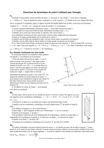 Exercices de dynamique, sans Ã©nergie