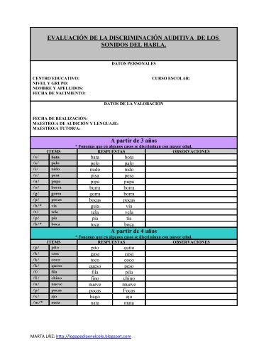 EVALUACIÃN DE LA DISCRIMINACIÃN AUDITIVA DE ... - Catedu