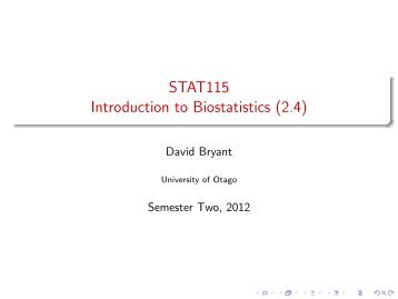 STAT115 Introduction to Biostatistics (2.4) - University of Otago