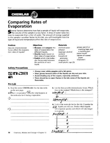 Comparing Rates of Evaporation