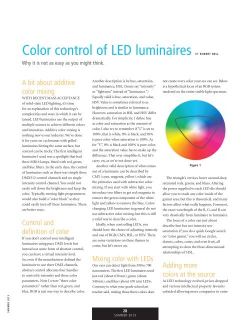 Color control of LED luminaires By RobeRt bell - Lighting & Sound ...