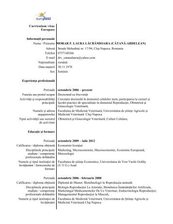 Drd. Morar Laura LÄcrÄmioara - USAMV Cluj-Napoca