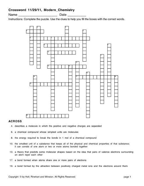 Crossword Puzzle: Bonding
