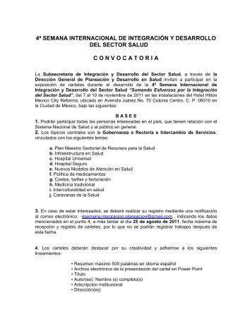 4ª semana internacional de integración y desarrollo del sector salud ...