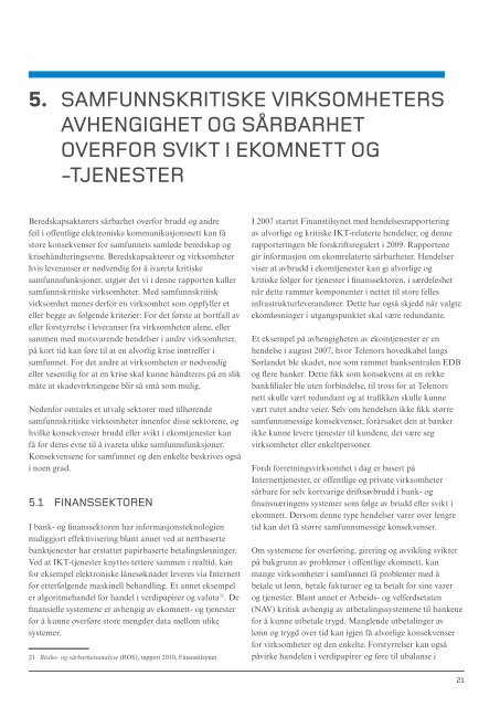 Samfunnets sÃ¥rbarhet overfor bortfall av elektronisk kommunikasjon