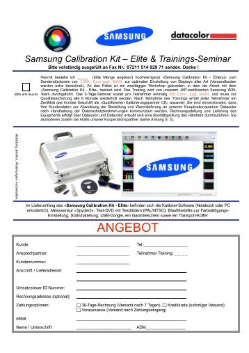 Anmeldeformular Samsung Calibration Kit - Elite.odt ... - Datacolor