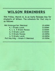 WILSON REMINDERS - Mequon-Thiensville School District