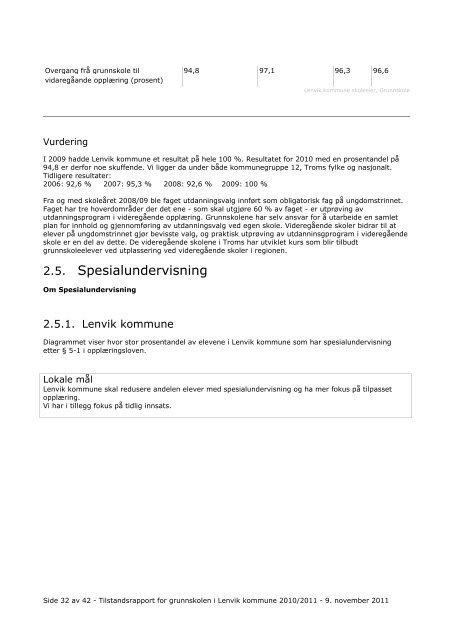 Tilstandsrapport for grunnskolen i Lenvik kommune 2010/2011