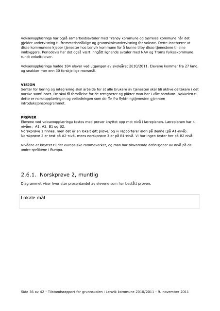 Tilstandsrapport for grunnskolen i Lenvik kommune 2010/2011