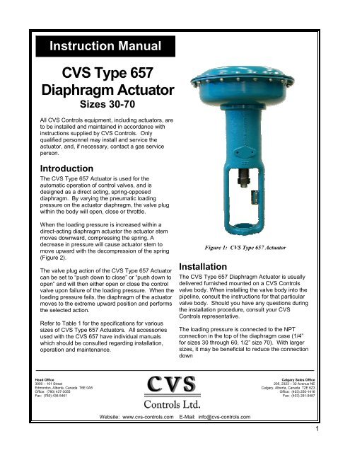 CVS Type 657 Diaphragm Actuator - CVS Controls