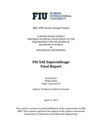 FIU SAE Supermileage Final Report - Engineering and Computing ...