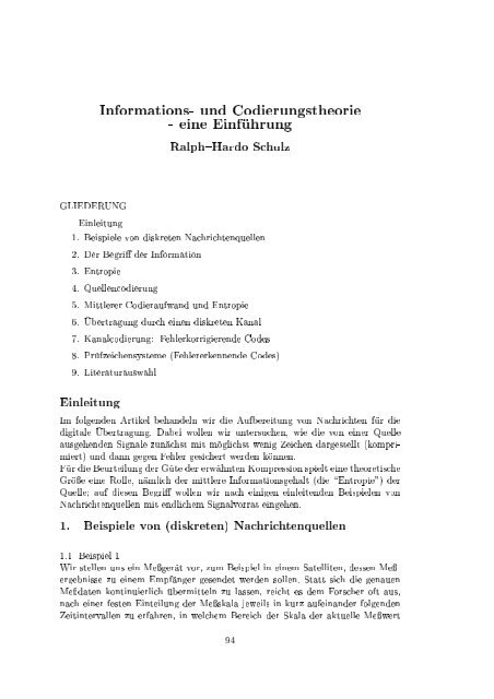 Informations- und Codierungstheorie - eine Einf8uhrung Ralph ...