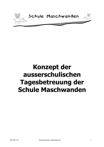 Konzept der ausserschulischen Tagesbetreuung der Schule ...