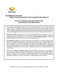 FOR IMMEDIATE RELEASE GRUPO TELEVISA REPORTS FIRST ...