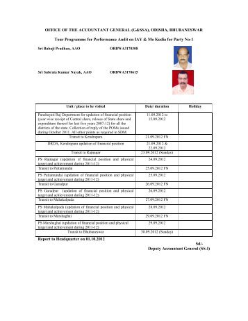 Tour Program of Performance Audit on IAY & Mo Kudia - Accountant ...