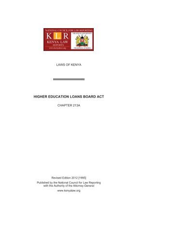 Higher Education Loans Board Act (Cap 231A) - Kenya Law Reports