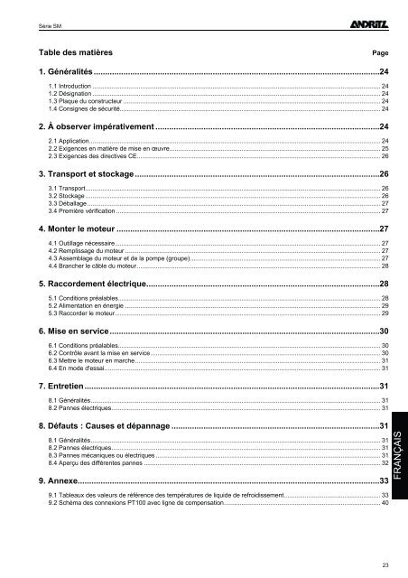 Betriebsanleitung Operating Instructions Instructions de ... - Andritz