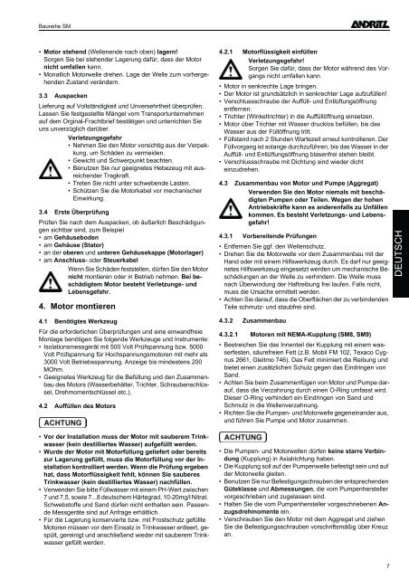 Betriebsanleitung Operating Instructions Instructions de ... - Andritz