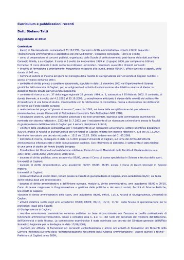 Curriculum - Scienze Politiche - UniversitÃ  degli studi di Cagliari.