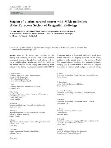 Staging of uterine cervical cancer with MRI: guidelines of the ...