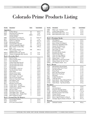 Colorado Prime Products Listing - Colorado Prime Foods